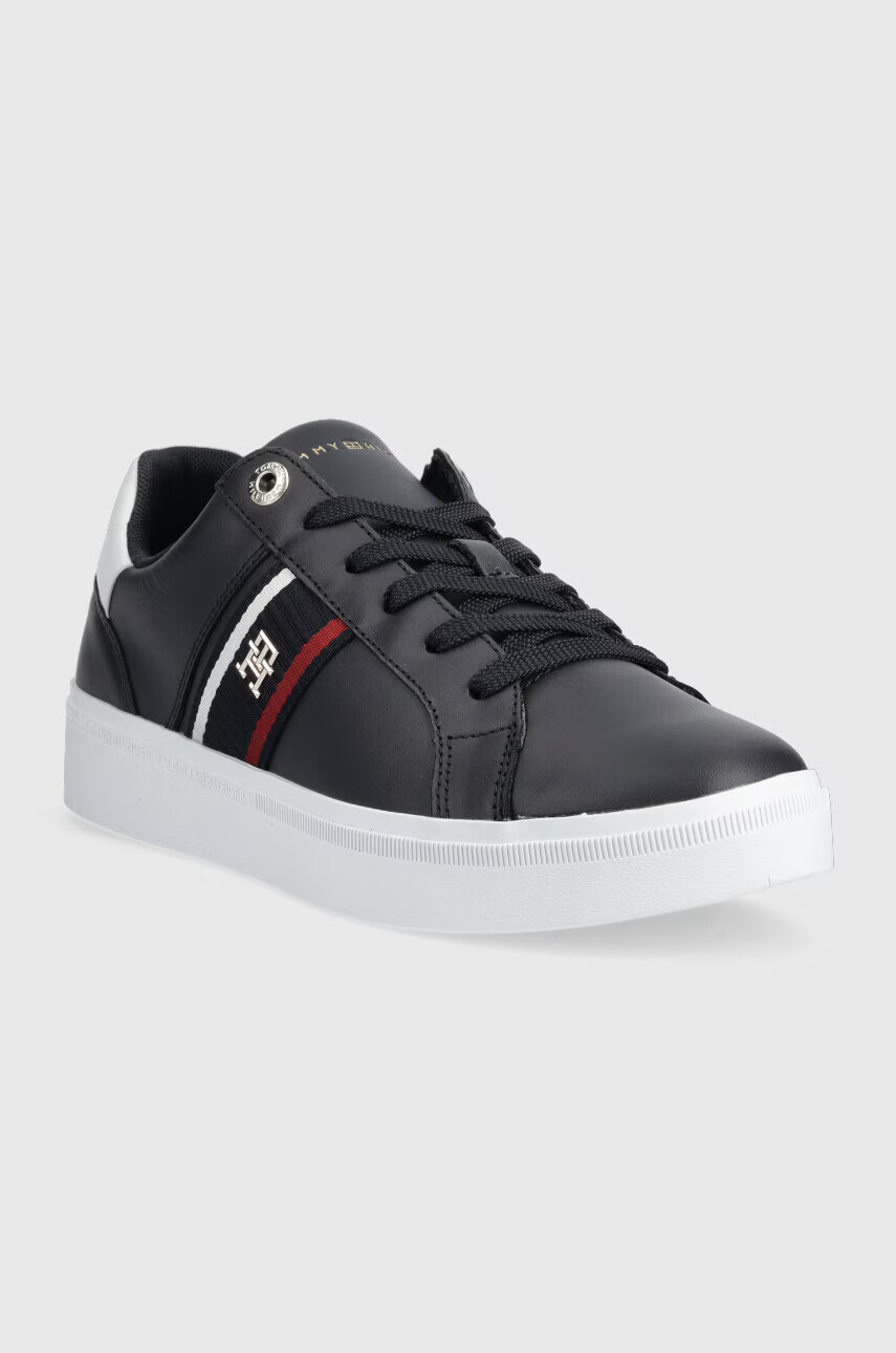 Tommy Hilfiger Кожени маратонки CORP WEBBING SNEAKER в тъмносиньо FW0FW07379 - Pepit.bg