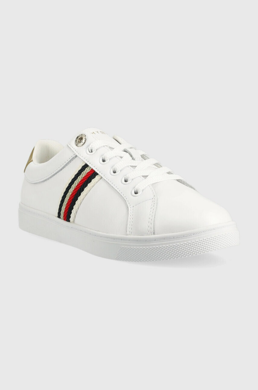 Tommy Hilfiger Кожени маратонки CORPORATE WEBBING SNEAKER в бяло FW0FW07117 - Pepit.bg