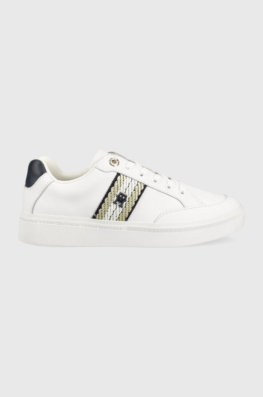 Tommy Hilfiger Кожени маратонки COURT SNEAKER WITH WEBBING в бяло FW0FW07106 - Pepit.bg