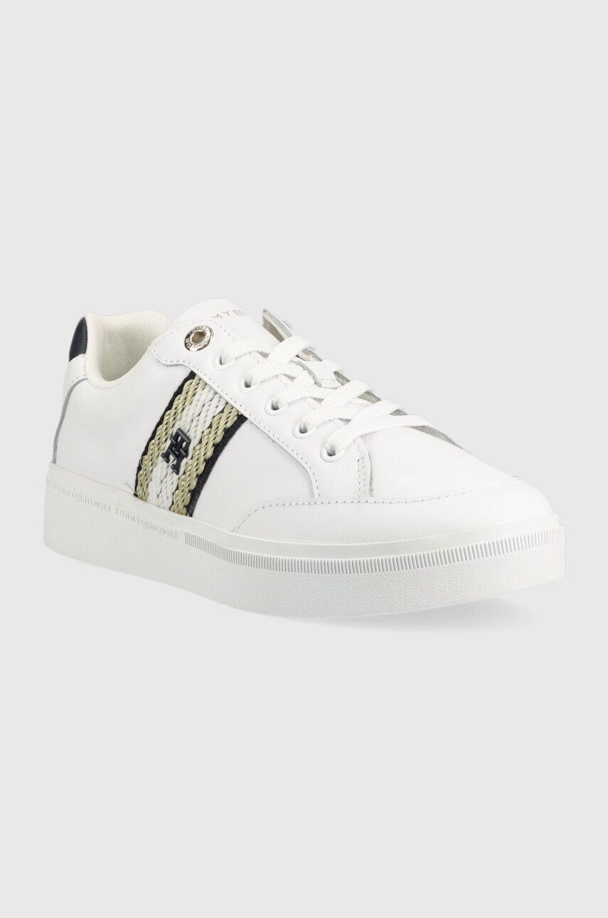 Tommy Hilfiger Кожени маратонки COURT SNEAKER WITH WEBBING в бяло FW0FW07106 - Pepit.bg