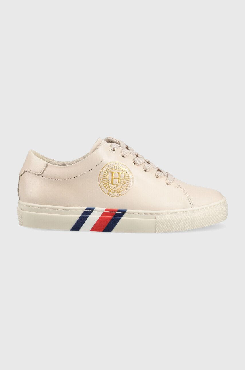 Tommy Hilfiger Кожени маратонки Elevated Th Crest в бежово - Pepit.bg