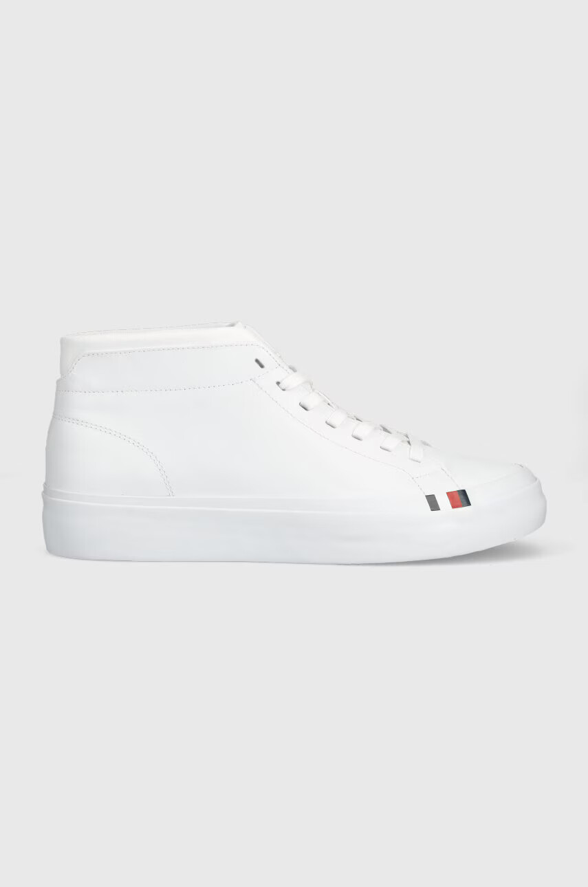 Tommy Hilfiger Кожени маратонки ELEVATED VULC LEATHER MID в бяло FM0FM04419 - Pepit.bg