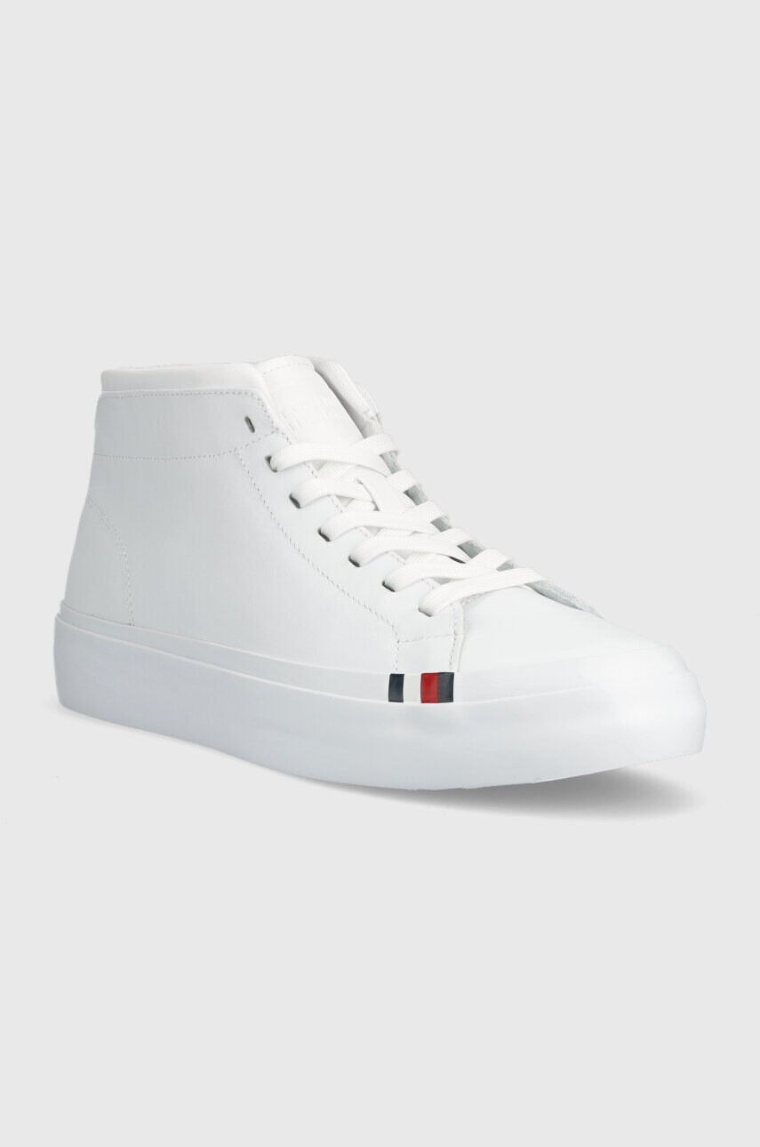 Tommy Hilfiger Кожени маратонки ELEVATED VULC LEATHER MID в бяло FM0FM04419 - Pepit.bg