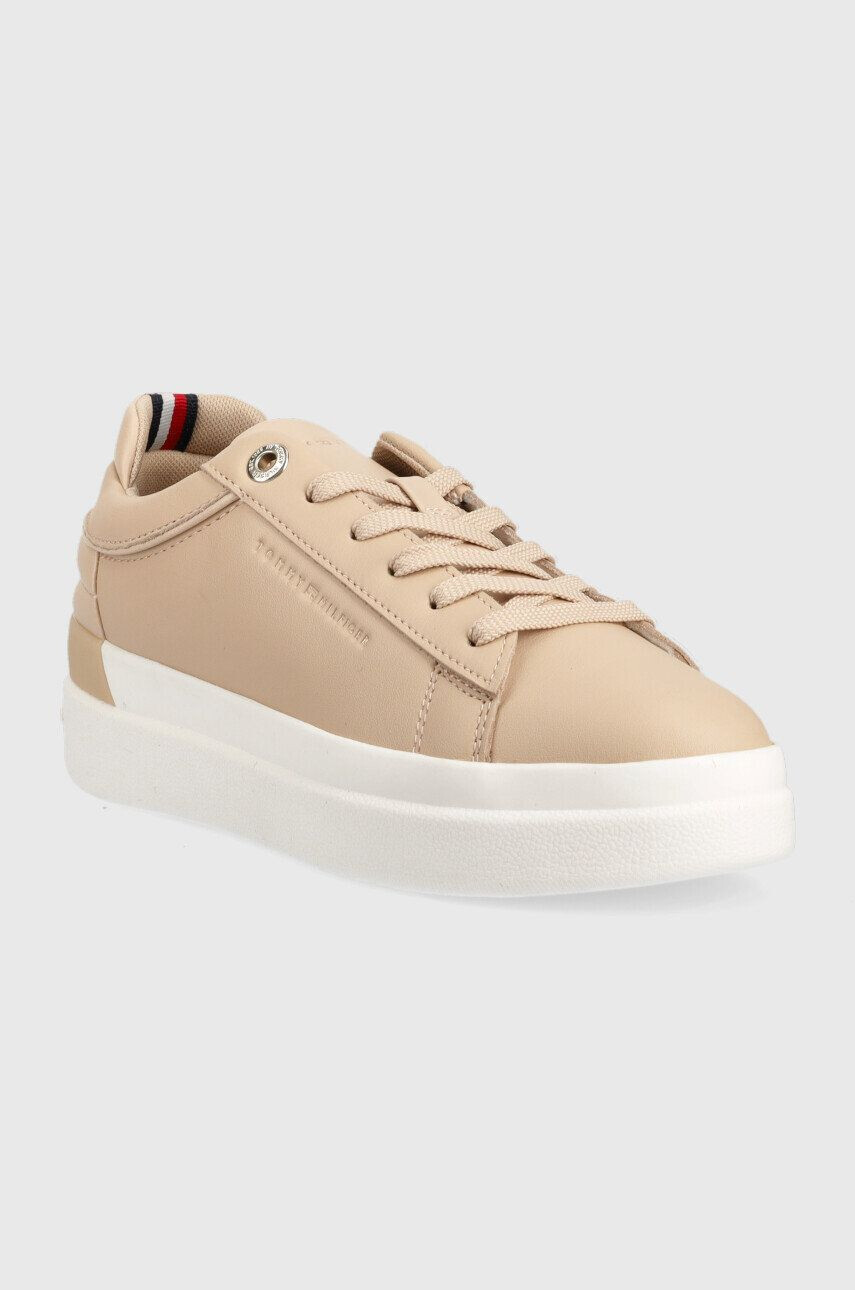 Tommy Hilfiger Кожени маратонки Fw0fw06511 Feminine Elevated Sneaker в бежово - Pepit.bg