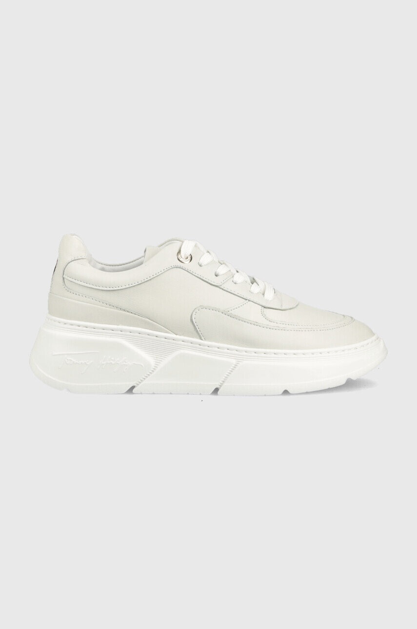 Tommy Hilfiger Кожени маратонки FW0FW06855 CHUNKY LEATHER SNEAKER в сиво - Pepit.bg