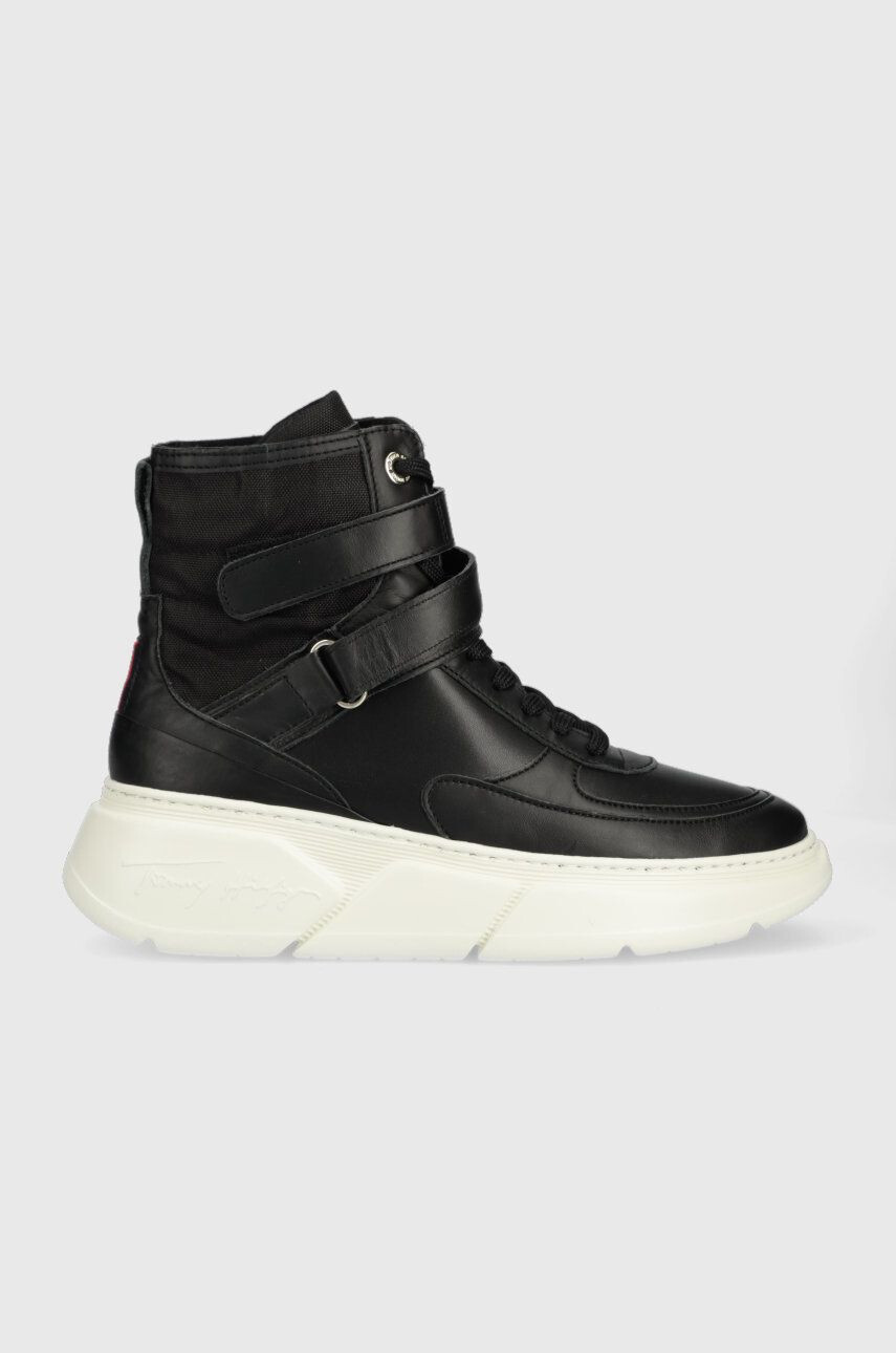 Tommy Hilfiger Кожени маратонки FW0FW06910 CHUNKY WARM SNEAKER HIGH в черно - Pepit.bg