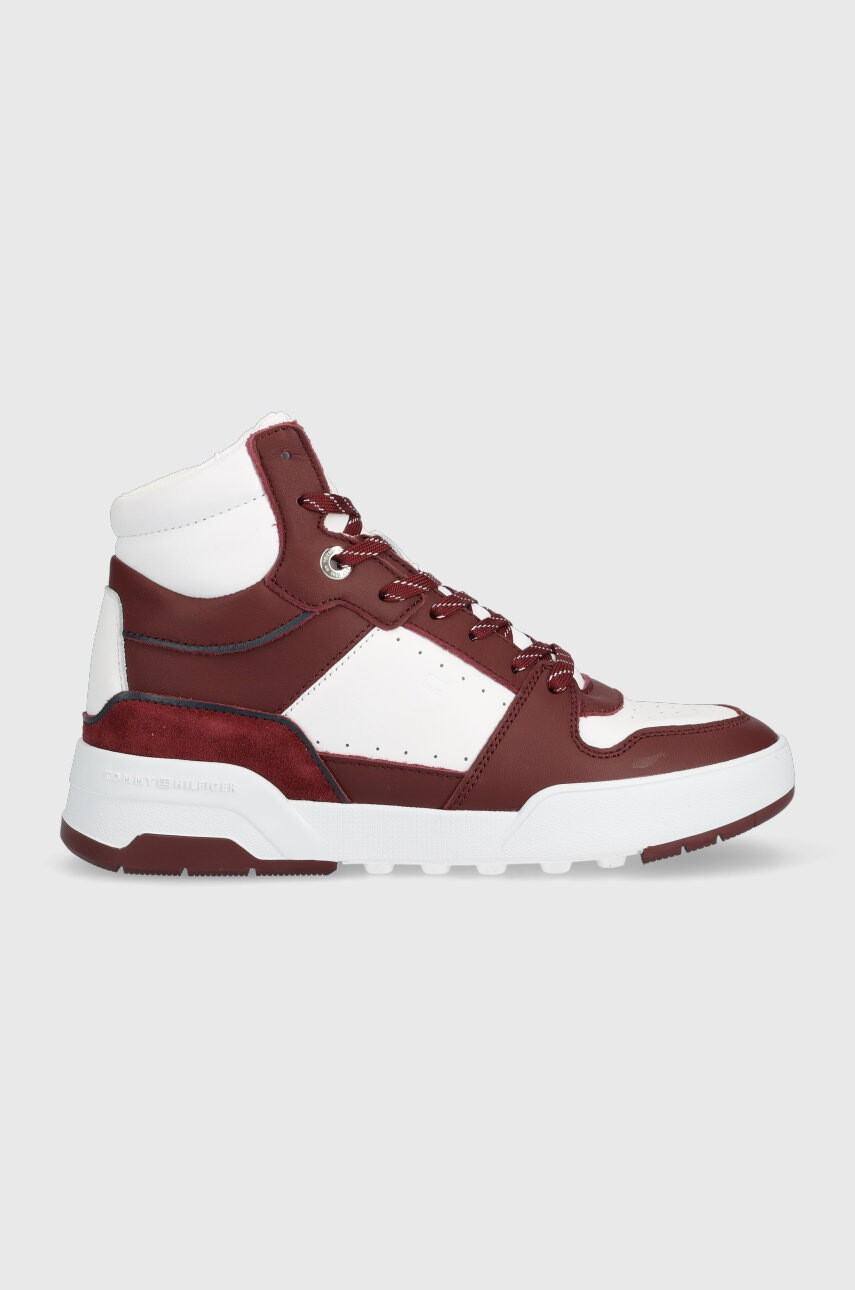 Tommy Hilfiger Кожени маратонки High Cut Basket Sneaker в бордо - Pepit.bg