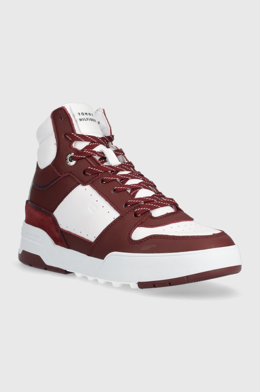 Tommy Hilfiger Кожени маратонки High Cut Basket Sneaker в бордо - Pepit.bg