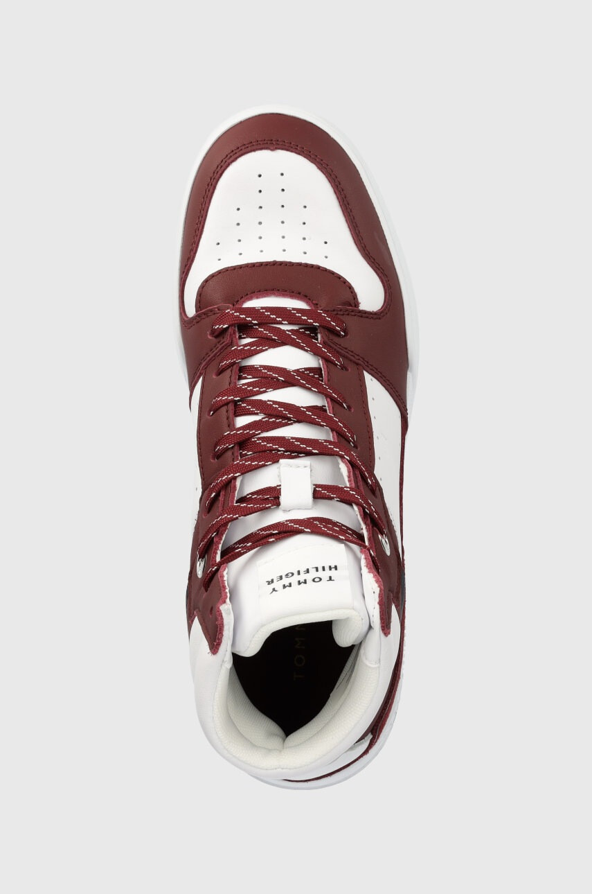 Tommy Hilfiger Кожени маратонки High Cut Basket Sneaker в бордо - Pepit.bg
