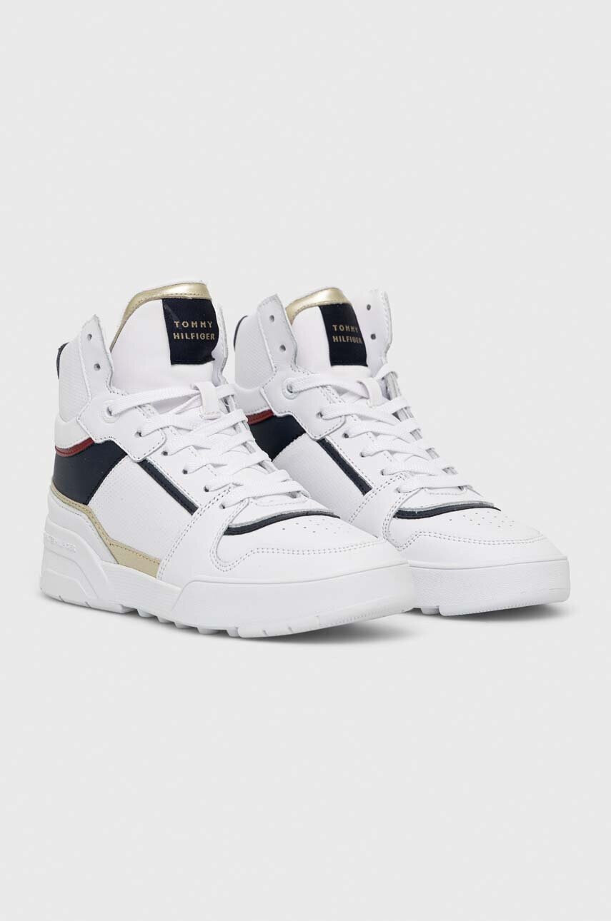Tommy Hilfiger Кожени маратонки HIGH TH BASKET SNEAKER в бяло FW0FW07023 - Pepit.bg