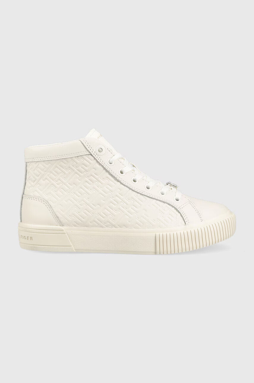 Tommy Hilfiger Кожени маратонки Th Monogram Leather Sneaker High в бежово - Pepit.bg