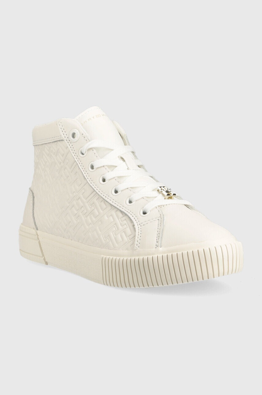 Tommy Hilfiger Кожени маратонки Th Monogram Leather Sneaker High в бежово - Pepit.bg