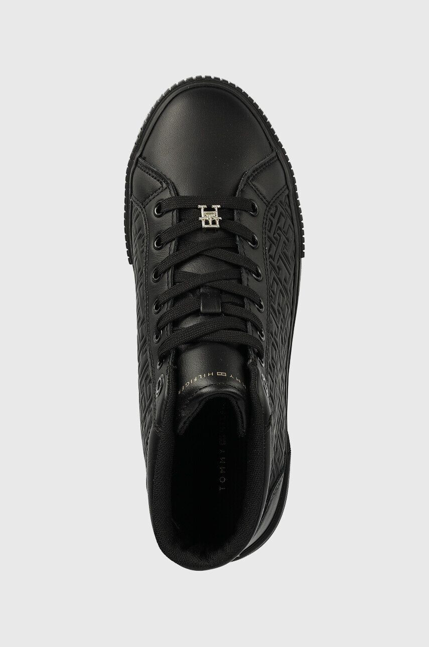 Tommy Hilfiger Кожени маратонки Th Monogram Leather Sneaker High в черно - Pepit.bg