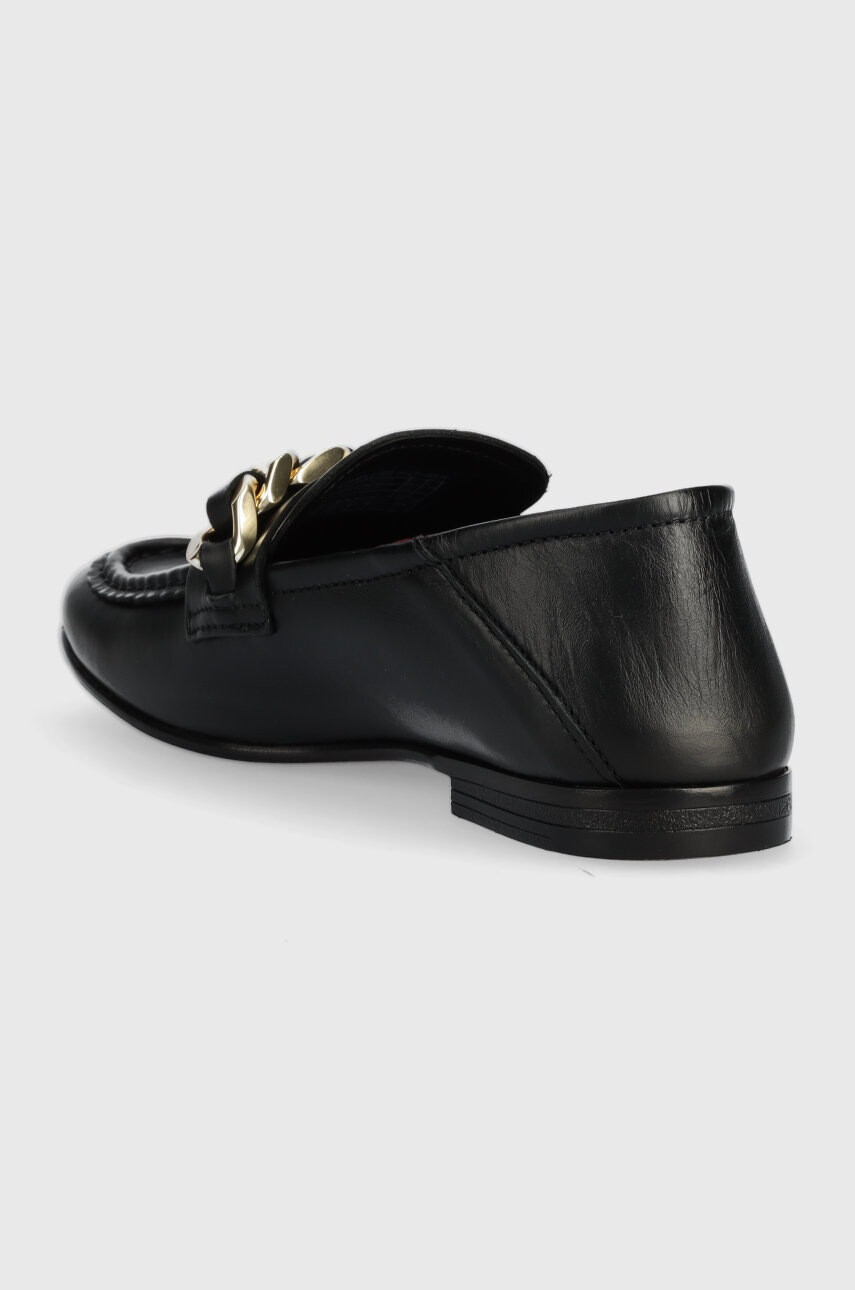 Tommy Hilfiger Кожени мокасини CHAIN LOAFER в черно с равна подметка - Pepit.bg