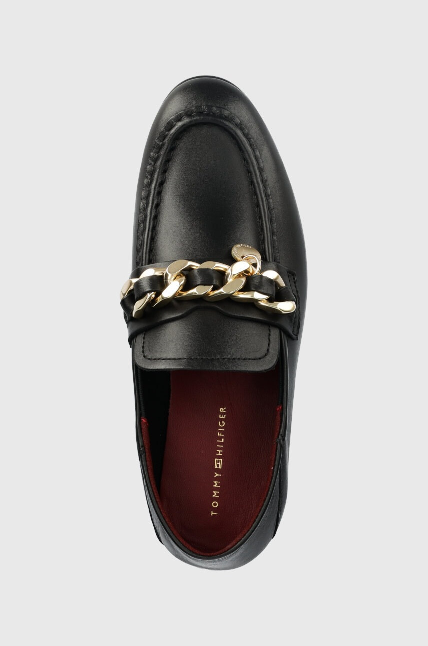 Tommy Hilfiger Кожени мокасини CHAIN LOAFER в черно с равна подметка - Pepit.bg
