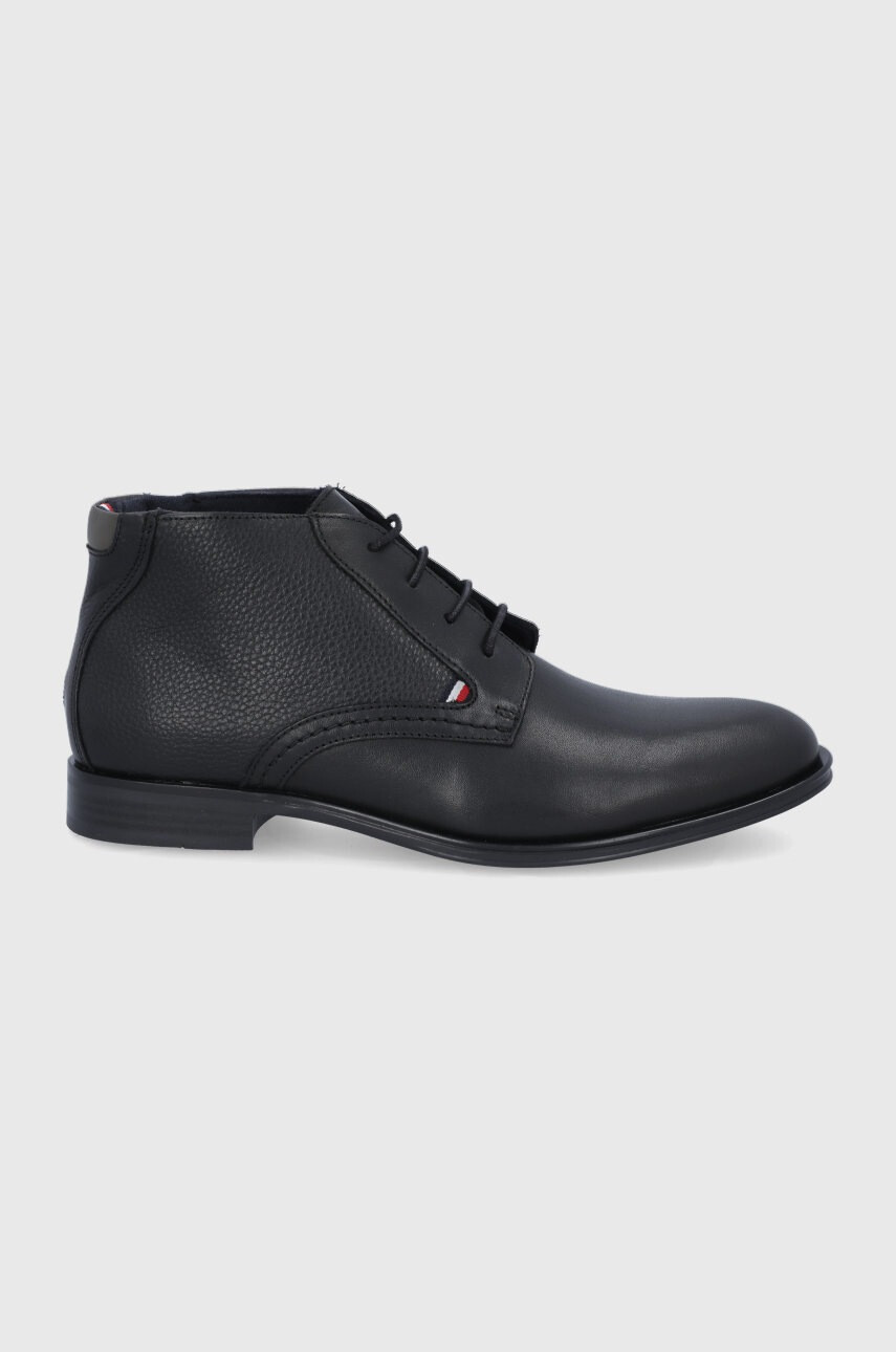 Tommy Hilfiger Кожени обувки мъжки в черно - Pepit.bg
