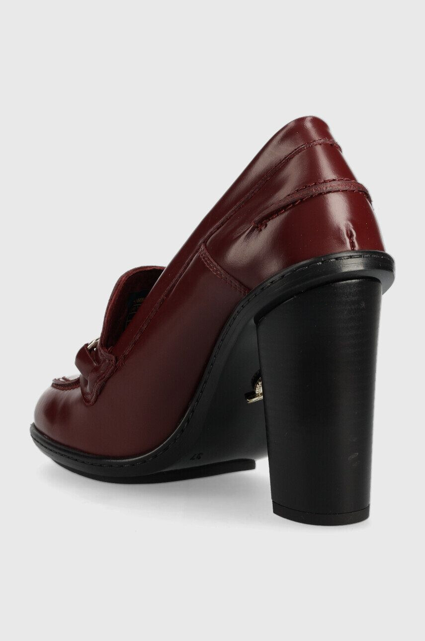 Tommy Hilfiger Кожени обувки с дебел ток Tommy Twist High Heel Loafer в бордо с висок ток - Pepit.bg