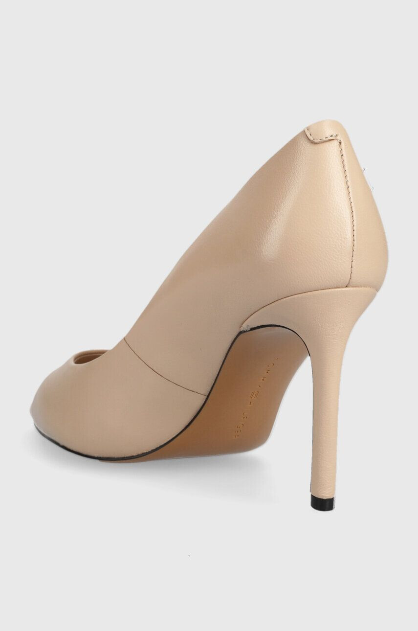 Tommy Hilfiger Кожени обувки с висок ток TH POINTY FEMININE PUMP В бежово FW0FW07000 - Pepit.bg