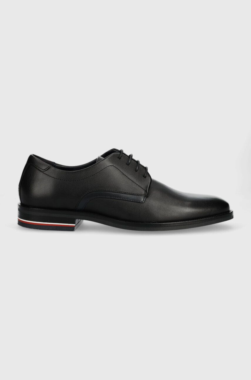 Tommy Hilfiger Кожени половинки обувки CORPORATE HILFIGER LEATHER SHOE в черно FM0FM04433 - Pepit.bg