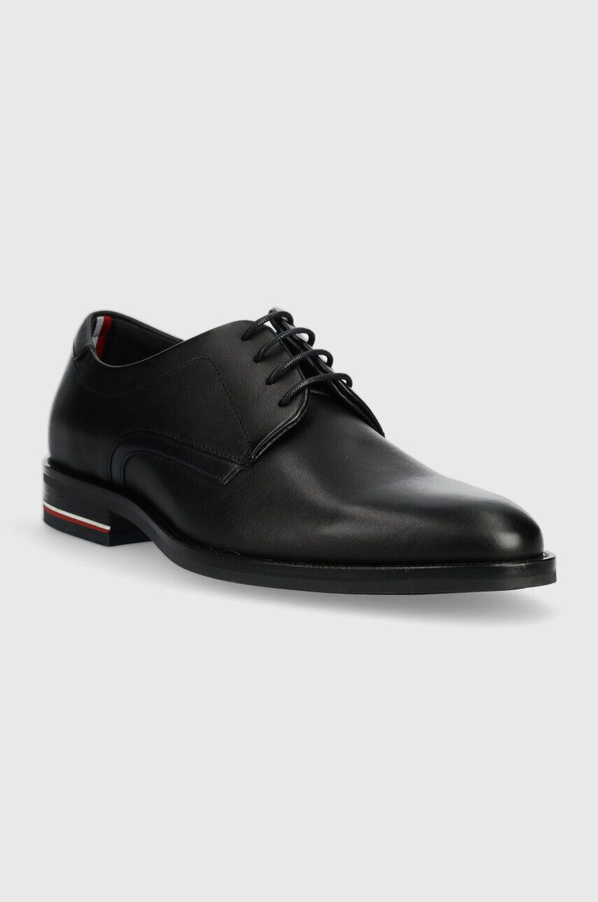 Tommy Hilfiger Кожени половинки обувки CORPORATE HILFIGER LEATHER SHOE в черно FM0FM04433 - Pepit.bg