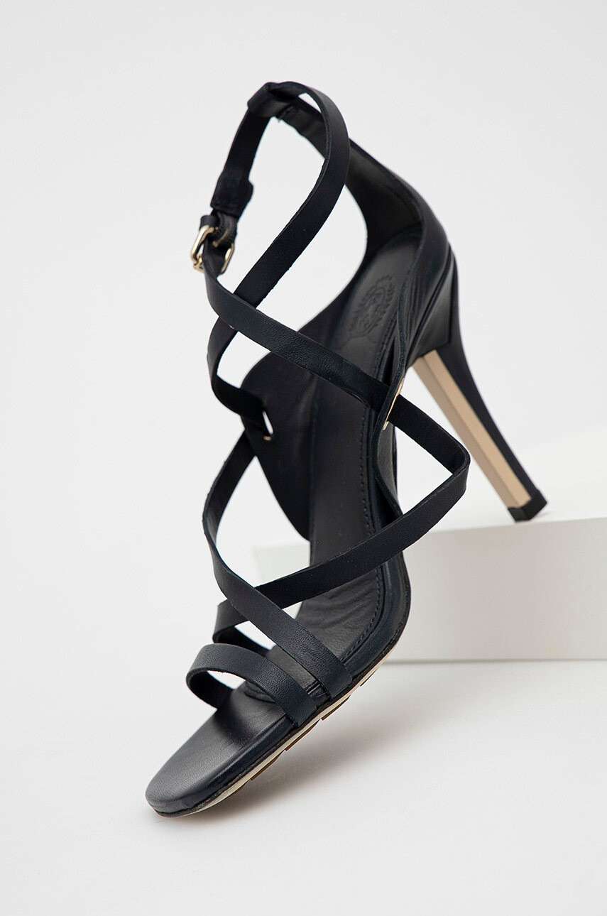 Tommy Hilfiger Кожени сандали Elevated Th High Heel в тъмносиньо - Pepit.bg