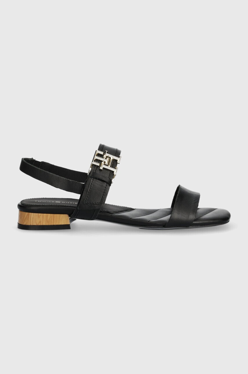 Tommy Hilfiger Кожени сандали HARDWARE FLAT SANDAL в черно FW0FW07094 - Pepit.bg