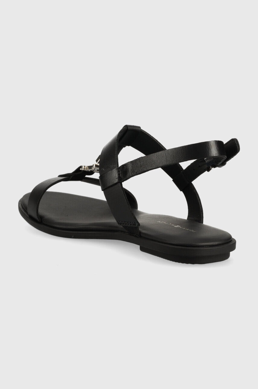 Tommy Hilfiger Кожени сандали TH FLAT SANDAL в черно - Pepit.bg