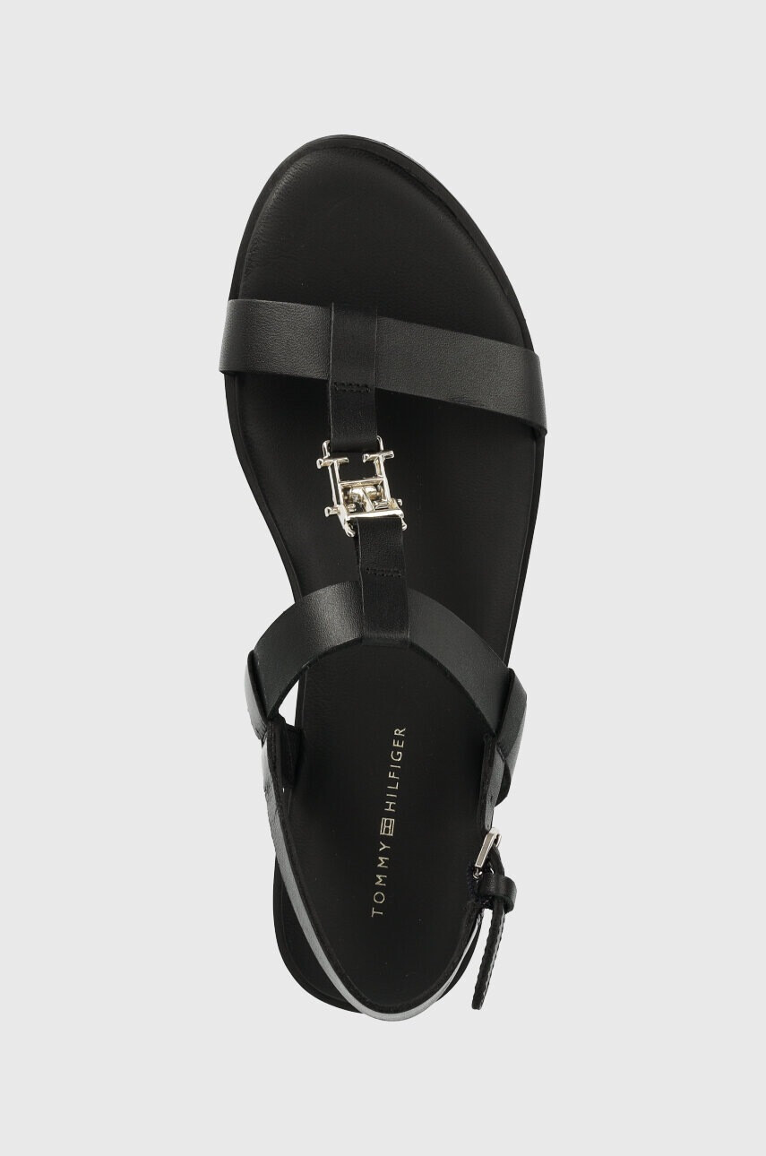 Tommy Hilfiger Кожени сандали TH FLAT SANDAL в черно - Pepit.bg