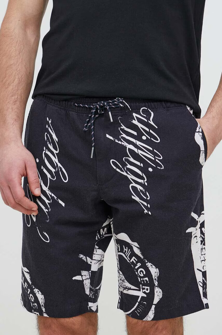 Tommy Hilfiger Къс панталон с лен в тъмносиньо - Pepit.bg