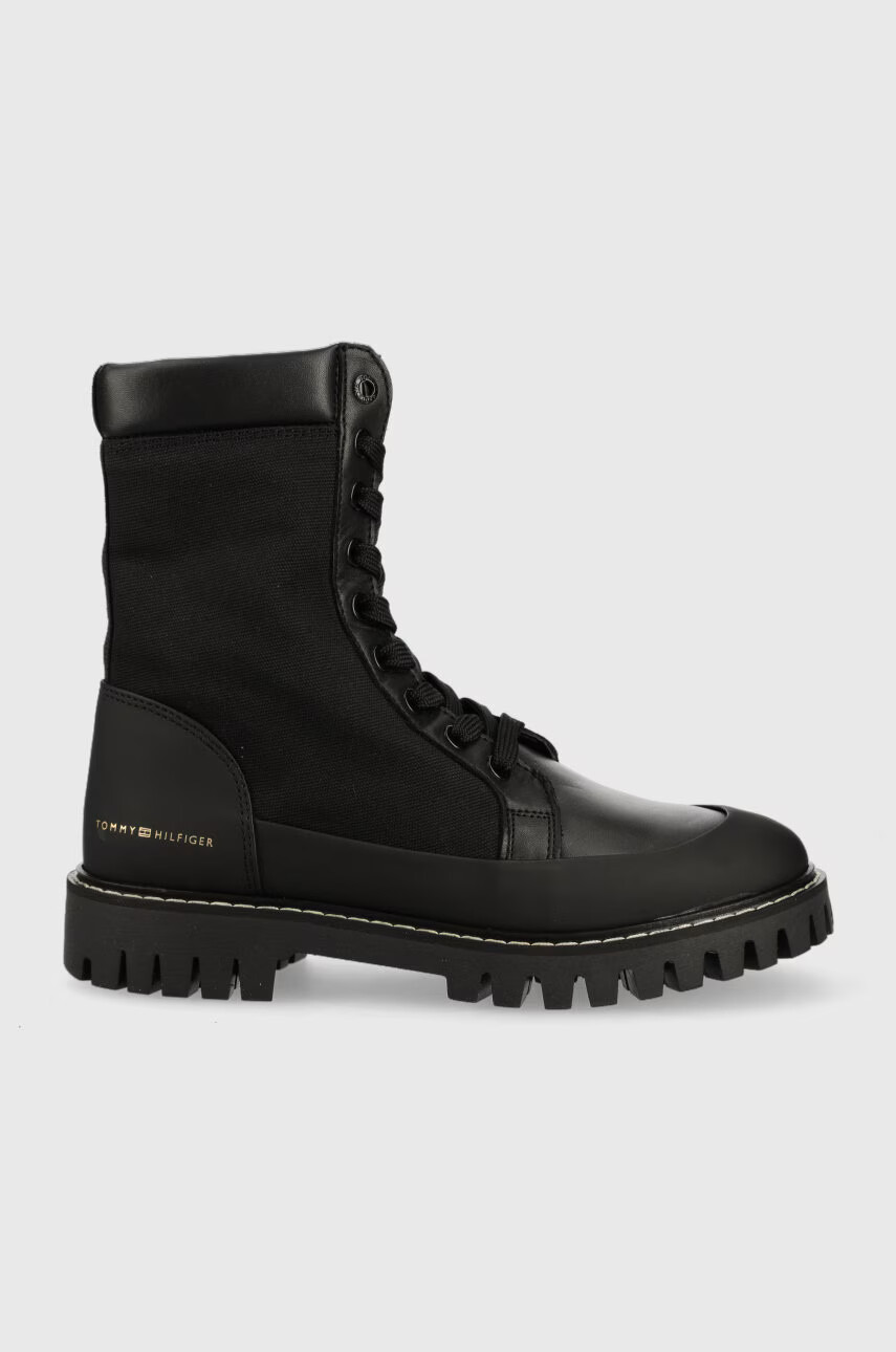 Tommy Hilfiger Кубинки Th Casual Lace Up Boot в черно с равна подметка - Pepit.bg