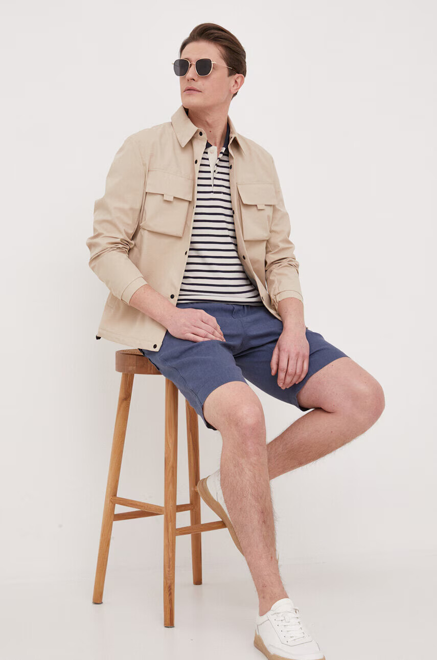 Tommy Hilfiger Ленен къс панталон в синьо - Pepit.bg
