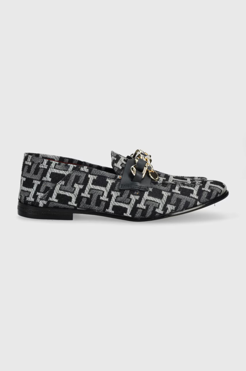 Tommy Hilfiger Мокасини CHAIN LOAFER DENIM в тъмносиньо с равна подметка - Pepit.bg