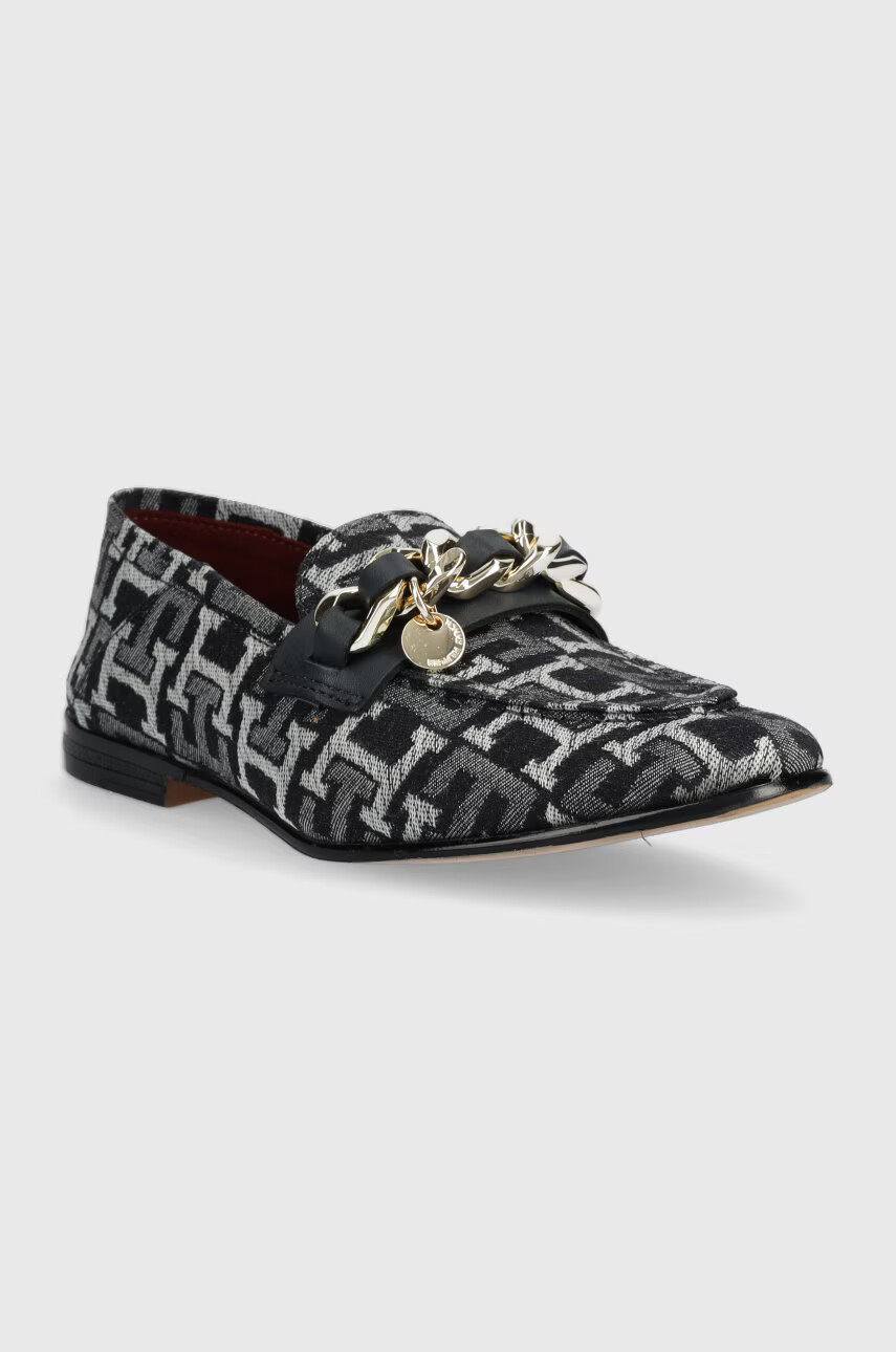 Tommy Hilfiger Мокасини CHAIN LOAFER DENIM в тъмносиньо с равна подметка - Pepit.bg
