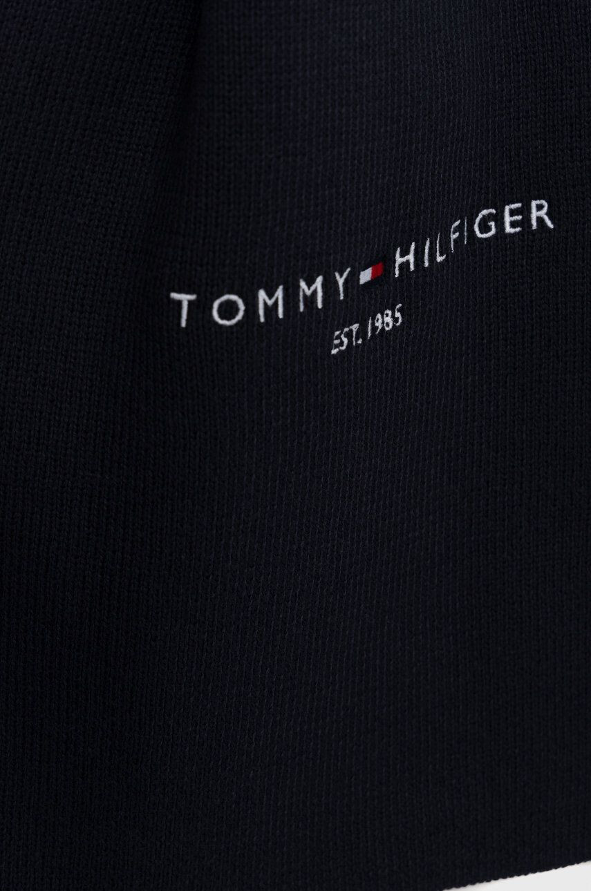 Tommy Hilfiger Памучен шал в тъмносиньо с изчистен дизайн - Pepit.bg