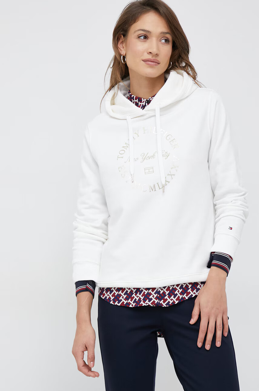 Tommy Hilfiger Памучен суичър в бежово с апликация - Pepit.bg
