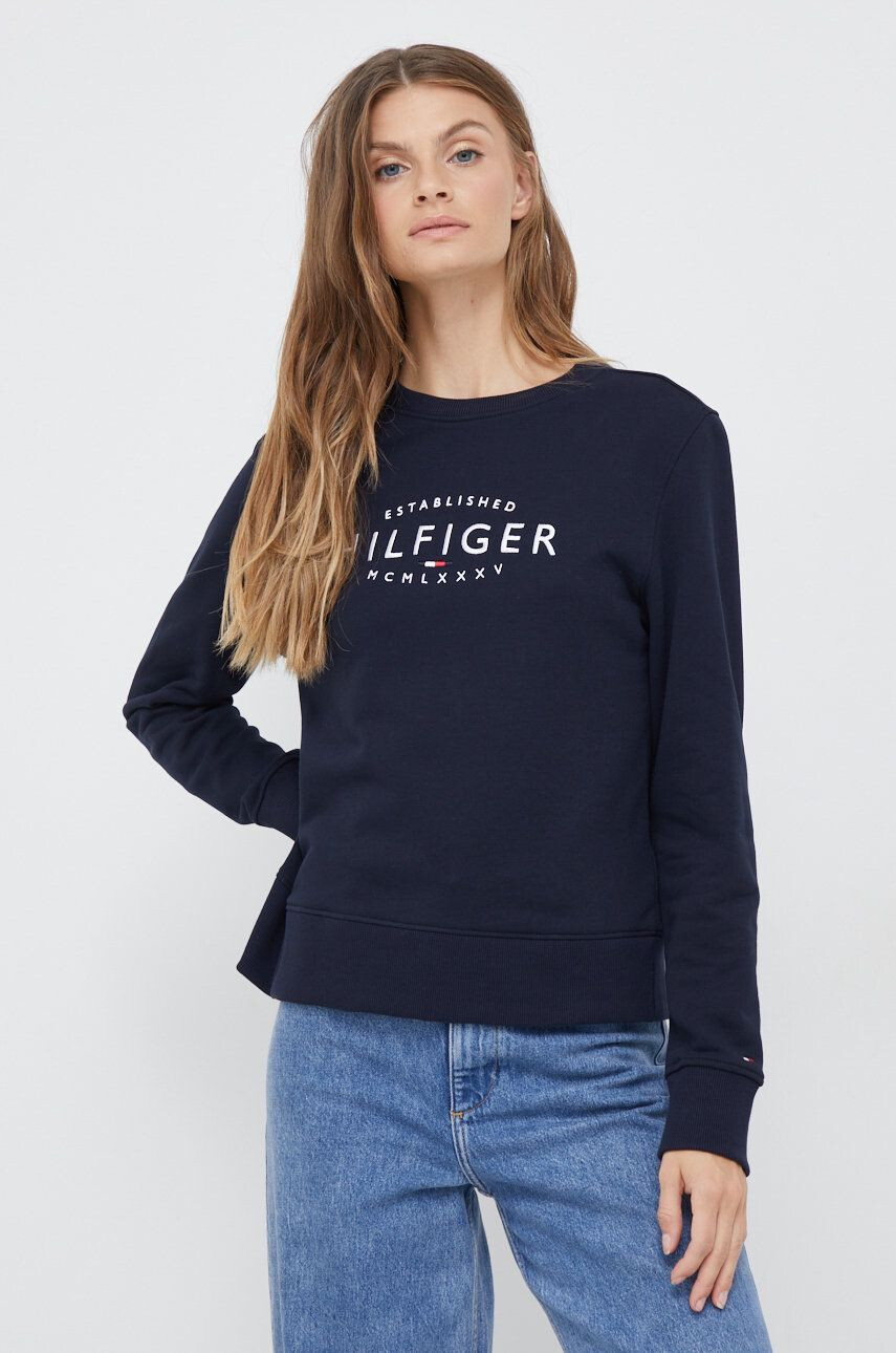 Tommy Hilfiger Памучен суичър в бежово с десен - Pepit.bg