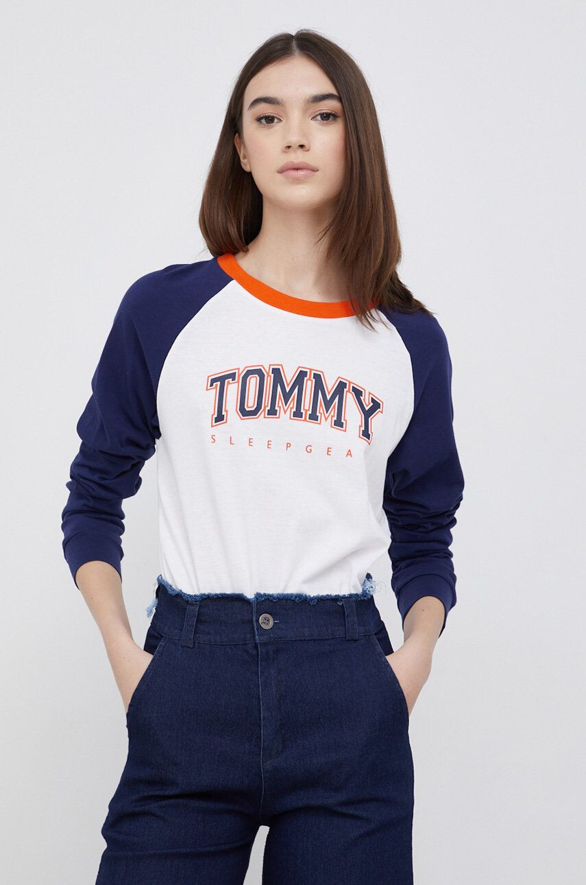 Tommy Hilfiger Памучна блуза с дълги ръкави в бяло - Pepit.bg