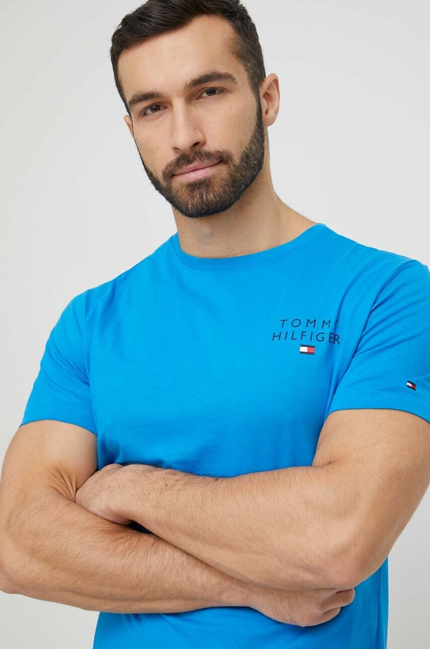 Tommy Hilfiger Памучна пижама в синьо с принт - Pepit.bg
