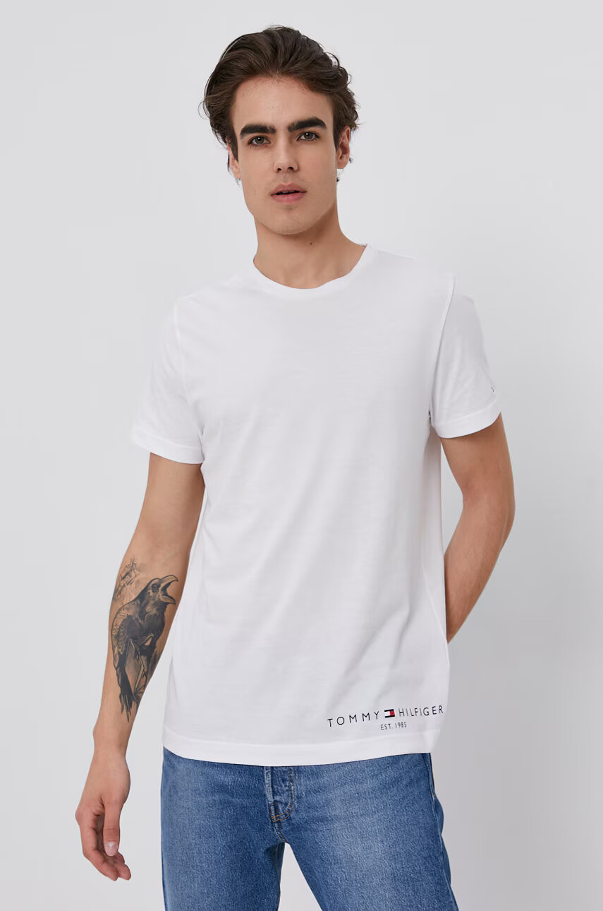 Tommy Hilfiger Памучна тениска в бяло с принт - Pepit.bg