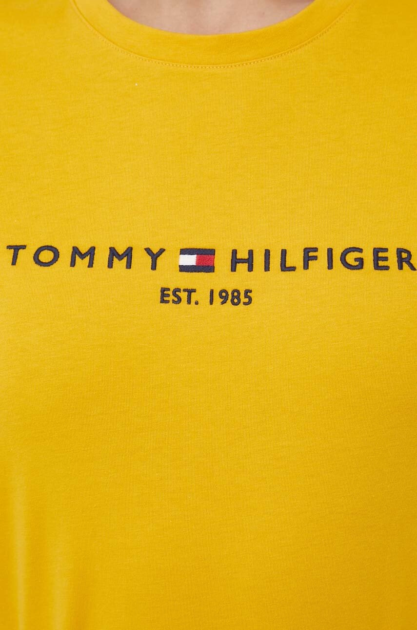 Tommy Hilfiger Памучна тениска в жълто - Pepit.bg