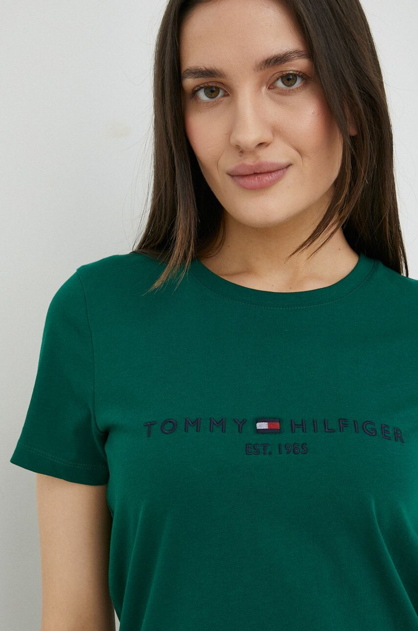 Tommy Hilfiger Памучна тениска в зелено - Pepit.bg