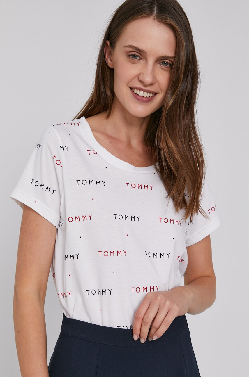 Tommy Hilfiger Памучна тениска в бяло - Pepit.bg