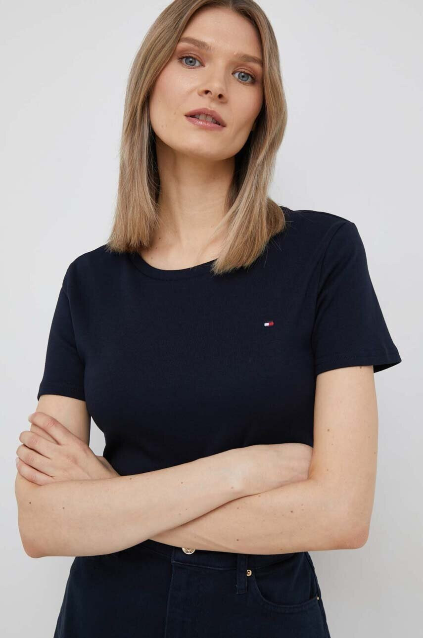 Tommy Hilfiger Памучна тениска в тъмносиньо - Pepit.bg