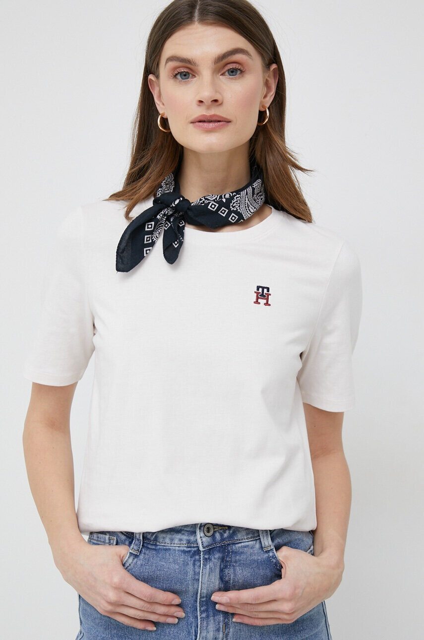 Tommy Hilfiger Памучна тениска в бяло - Pepit.bg