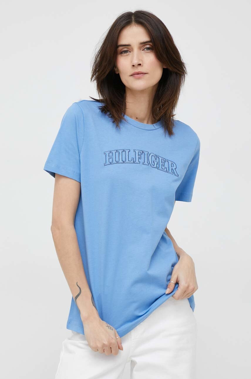 Tommy Hilfiger Памучна тениска в синьо - Pepit.bg