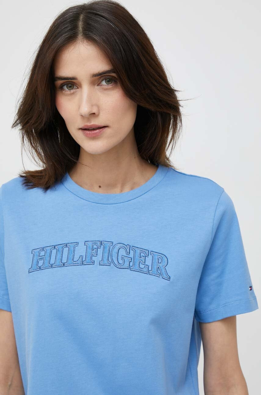 Tommy Hilfiger Памучна тениска в синьо - Pepit.bg