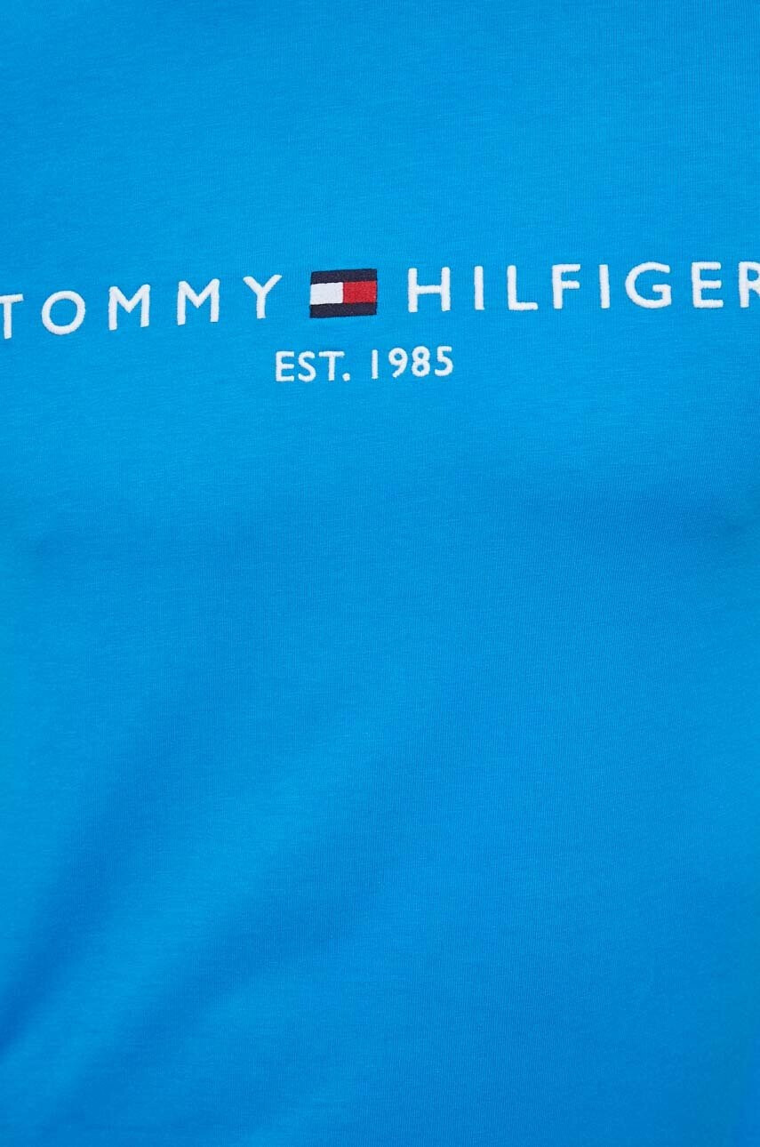 Tommy Hilfiger Памучна тениска в синьо с десен - Pepit.bg