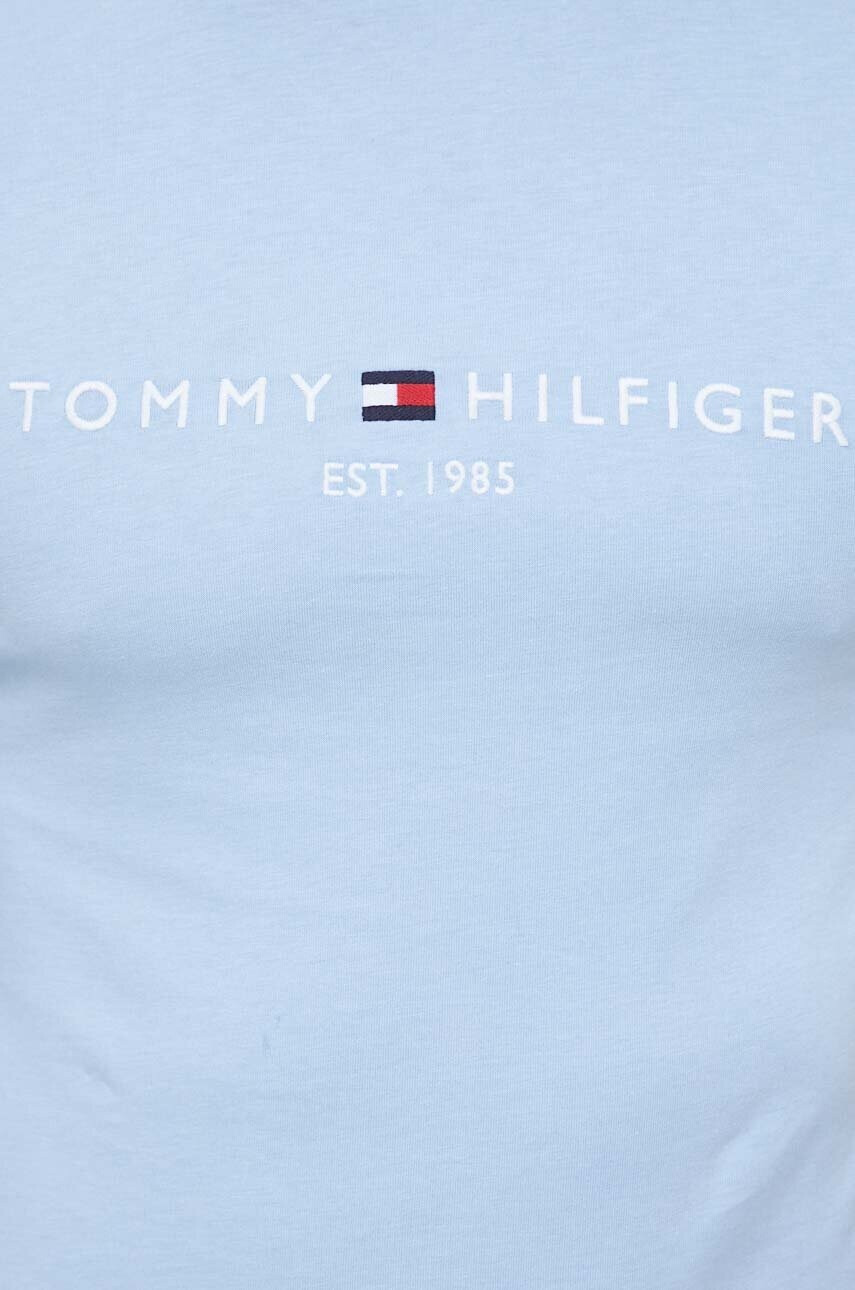 Tommy Hilfiger Памучна тениска в синьо с десен - Pepit.bg
