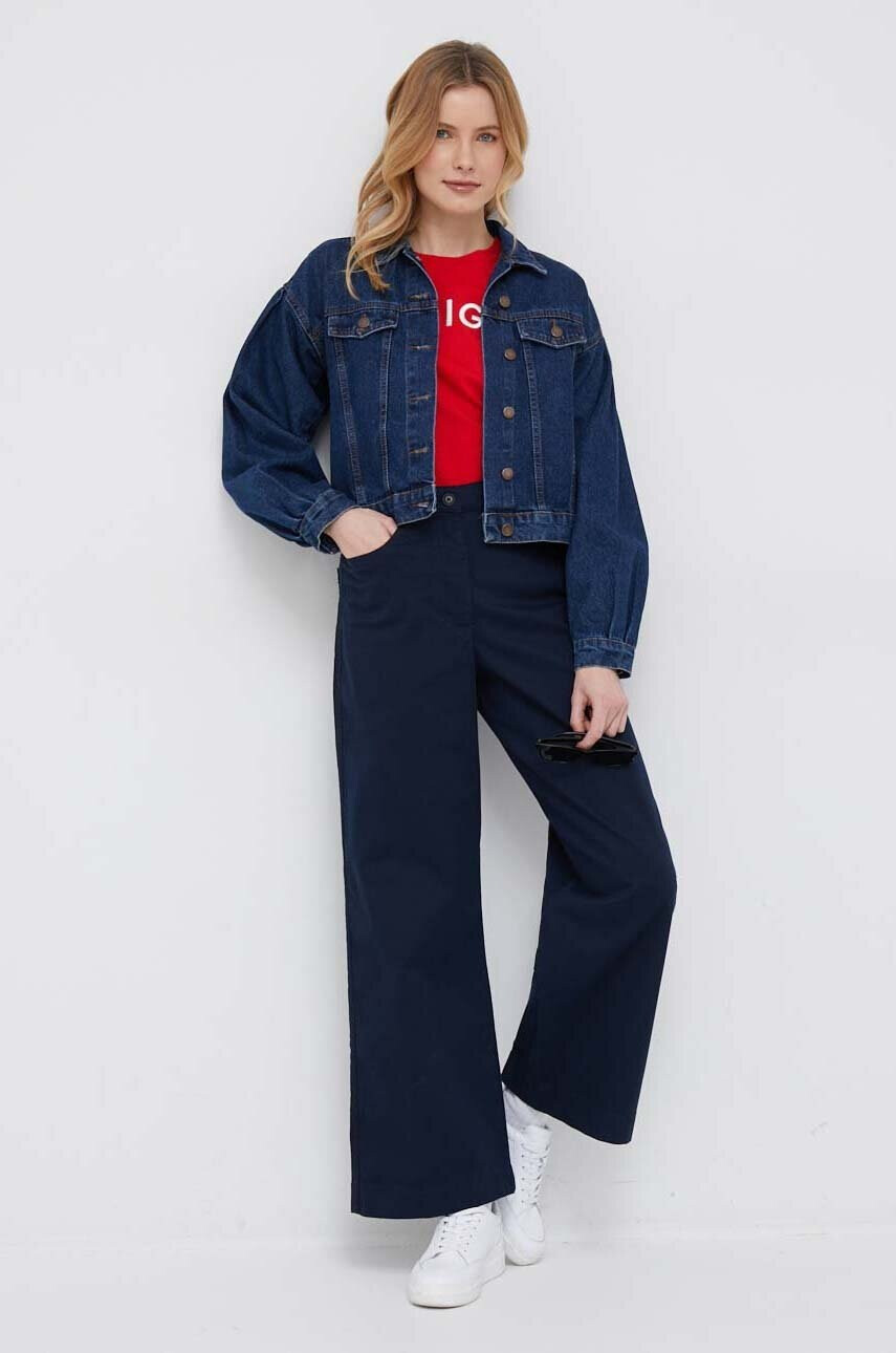 Tommy Hilfiger Памучна тениска в червено - Pepit.bg