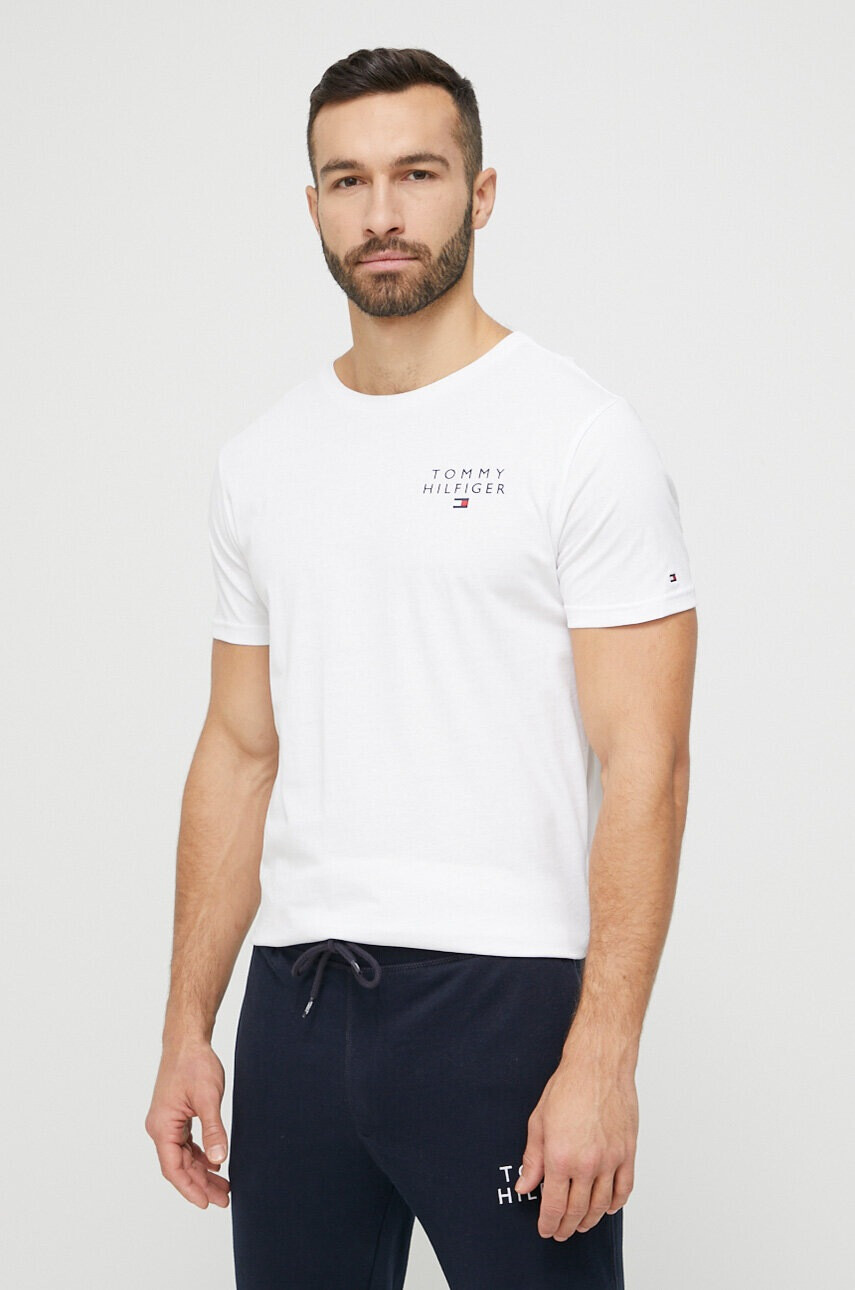 Tommy Hilfiger Памучна тениска в бяло с принт - Pepit.bg